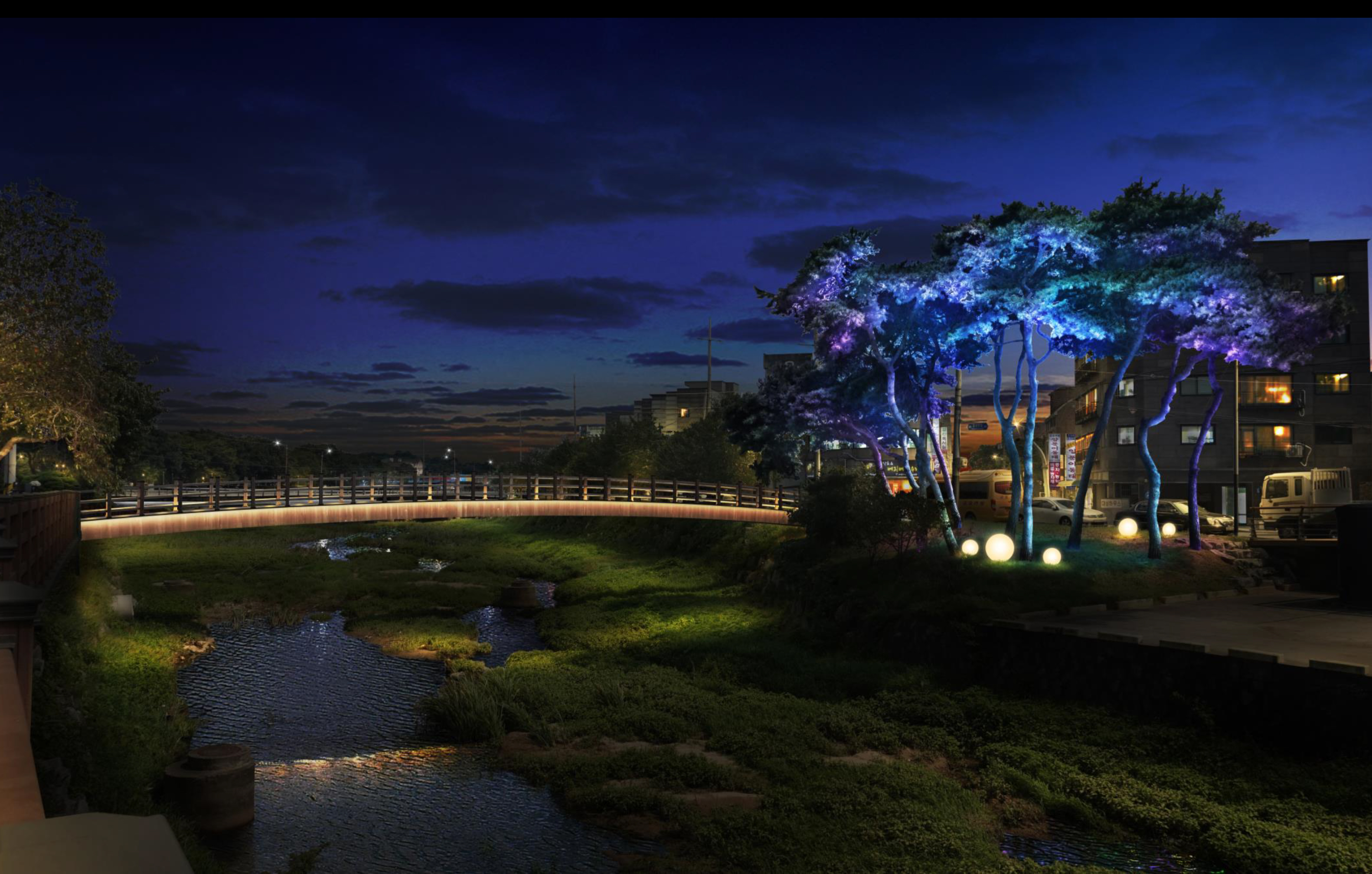 ‘빛으로 활기를 되찾는 홍성의 밤’ 홍성천 경관조명 설치 이미지